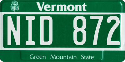 VT license plate NID872