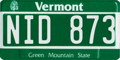 VT license plate NID873