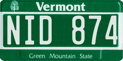 VT license plate NID874