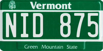 VT license plate NID875
