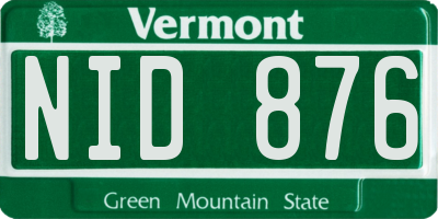 VT license plate NID876