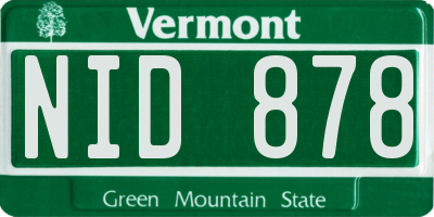 VT license plate NID878