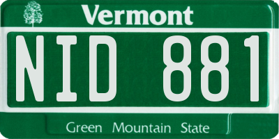 VT license plate NID881