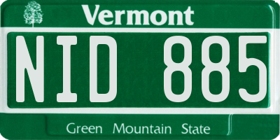 VT license plate NID885