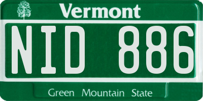 VT license plate NID886