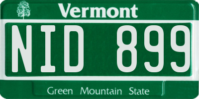 VT license plate NID899