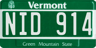 VT license plate NID914