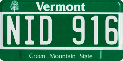 VT license plate NID916