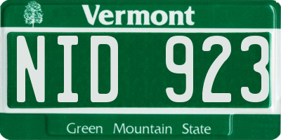 VT license plate NID923