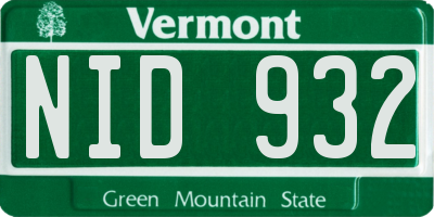 VT license plate NID932