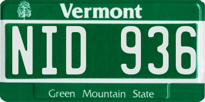 VT license plate NID936