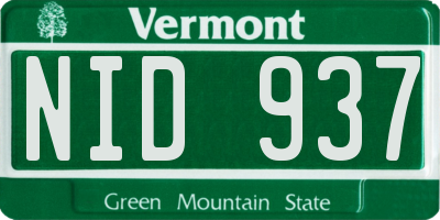 VT license plate NID937