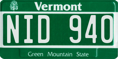 VT license plate NID940
