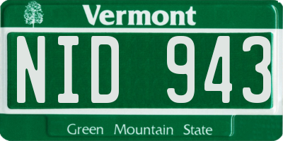 VT license plate NID943