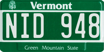 VT license plate NID948