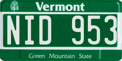 VT license plate NID953
