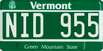 VT license plate NID955