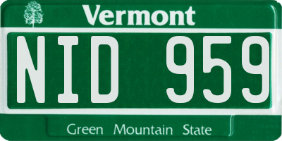 VT license plate NID959