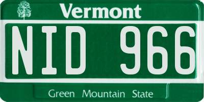 VT license plate NID966