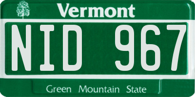 VT license plate NID967