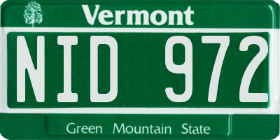 VT license plate NID972