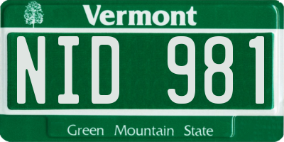 VT license plate NID981