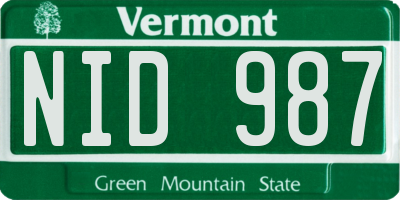 VT license plate NID987
