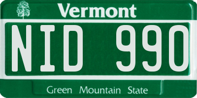 VT license plate NID990