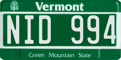 VT license plate NID994