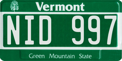 VT license plate NID997