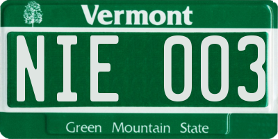 VT license plate NIE003