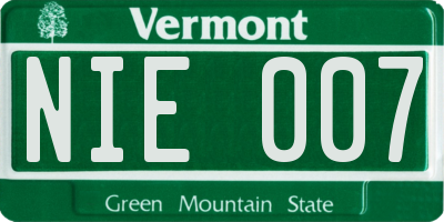 VT license plate NIE007