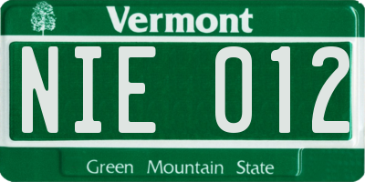 VT license plate NIE012