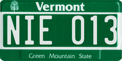 VT license plate NIE013