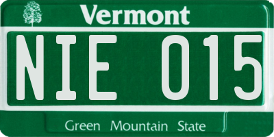 VT license plate NIE015