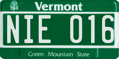 VT license plate NIE016