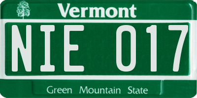 VT license plate NIE017