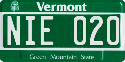 VT license plate NIE020