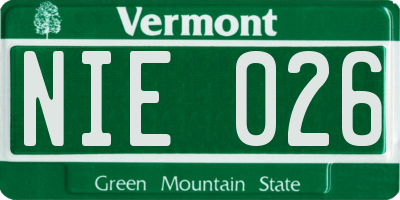 VT license plate NIE026