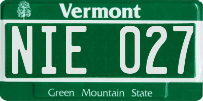VT license plate NIE027