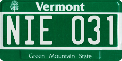 VT license plate NIE031