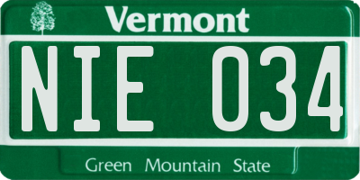 VT license plate NIE034