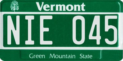 VT license plate NIE045
