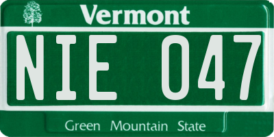 VT license plate NIE047