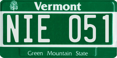 VT license plate NIE051