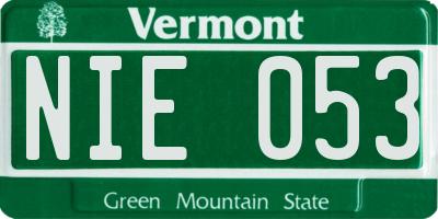 VT license plate NIE053