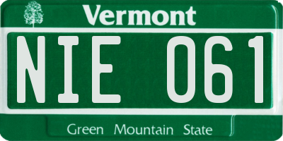 VT license plate NIE061