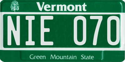 VT license plate NIE070