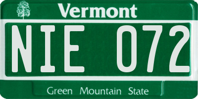 VT license plate NIE072