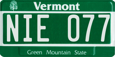 VT license plate NIE077